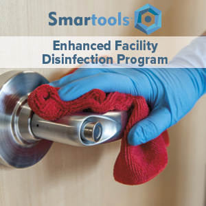 Door handle being disinfected